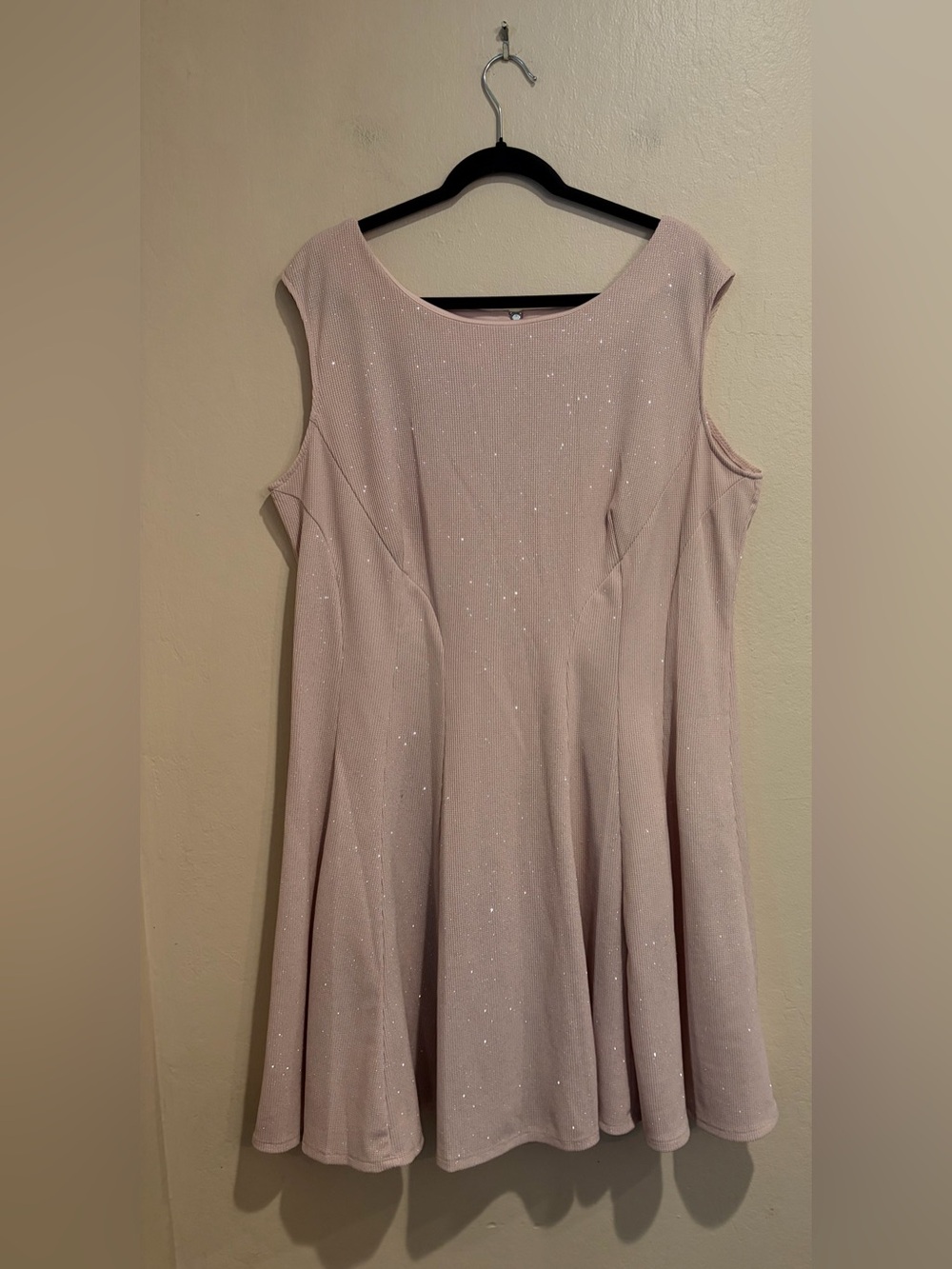 Roz & Ali Blush Pink Sparkly Fit-and-Flare Midi Dress, Bachelorette Vibes